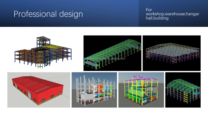 গ্রিড প্রিফেব্রিকেটেড মেটাল ওয়ারহাউস বিল্ডিং বড় স্প্যান ISO9001 1